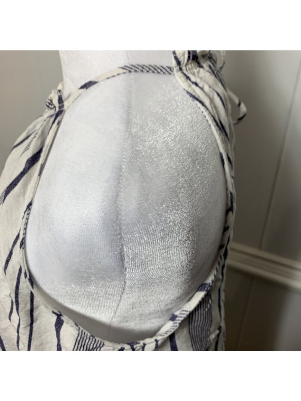 Loft Lightweight Linen Blend Blue And White Stripes Boho Vacation Beach Dress XS - Picture 8 of 11